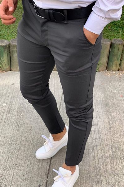 YAKAMEL Men's SMOKED Ankle Length Flexible Lycra Italian Fit Trousers