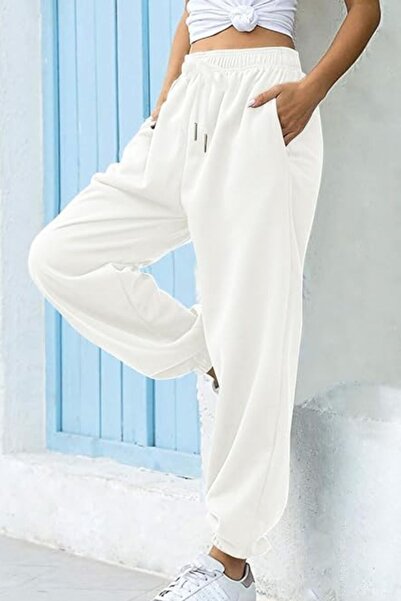 YAKAMEL Γυναικείο παντελόνι φόρμας με 3 κλωστές, χαλαρή μέση, ελαστικό κορδόν...