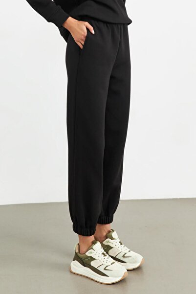 YAKAMEL بنطال رياضي نسائي مصنوع من 3 خيوط مع جيوب - خصر مرتفع