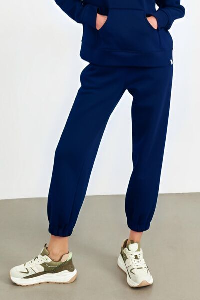 YAKAMEL Pantaloni de trening elastici cu 3 fire pentru femei - cu bandă decor...