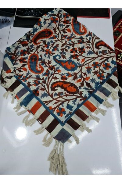 Safir Tuhafiye Βαμβακερό Ινδικό Φουλάρι 110 cm x 110 cm |   Ινδική γραφή