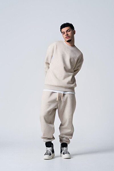 YAKAMEL Βασικό ανδρικό σετ φούτερ και παντελόνι με λαιμόκοψη ποδηλατικού τύπου