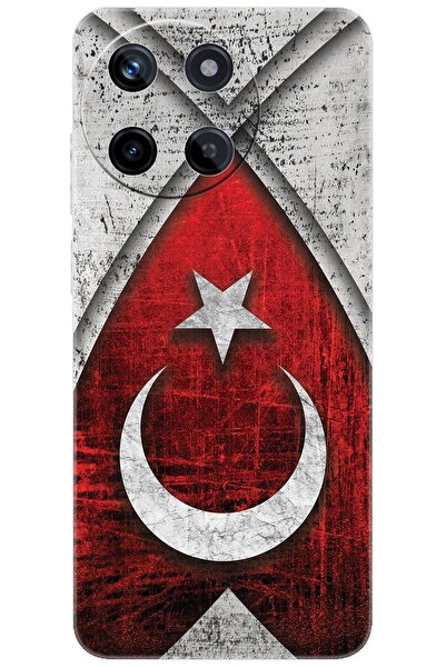 realme 11 (RMX3636) Uyumlu Kılıf Desen Baskılı Silikon Türk Bayrağı Tasarım S...