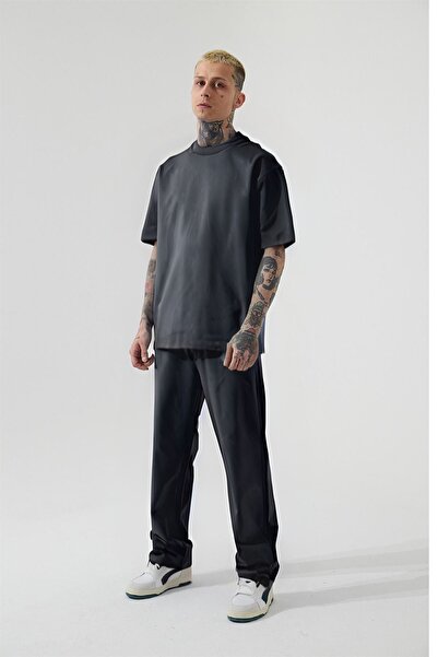 YAKAMEL Muški okrugla kragna Oversize kroj pidžama set - kratki rukavi i deta...