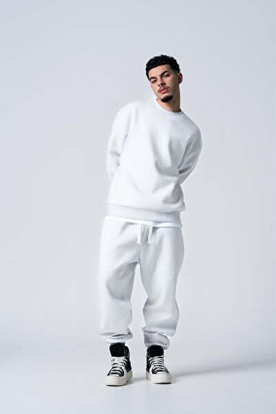 YAKAMEL Βασικό ανδρικό σετ φούτερ και παντελόνι με λαιμόκοψη ποδηλατικού τύπου