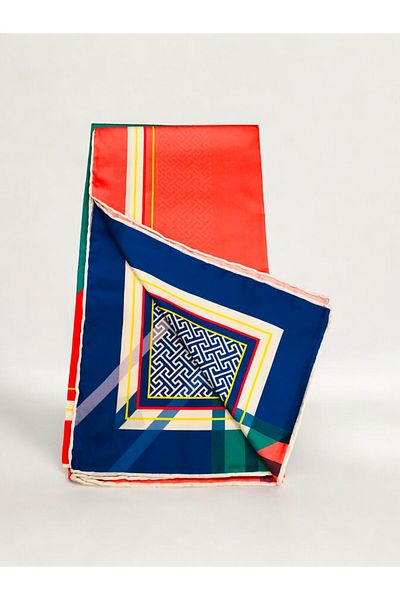 Akel 95x95 cm Striped Zigzag Patterned Alpha Twill Scarf