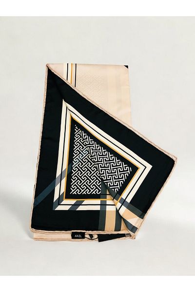 Akel Φουλάρι Alpha Twill με ριγέ ζιγκ-ζαγκ μοτίβο 95x95 cm