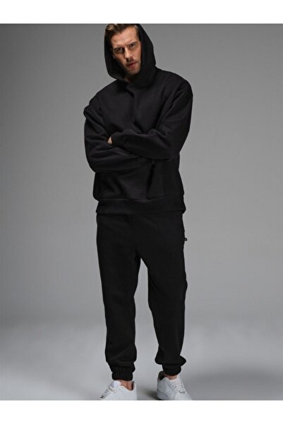 YAKAMEL Set de trening negru cu glugă pentru bărbați, cu picior elastic și 3 ...