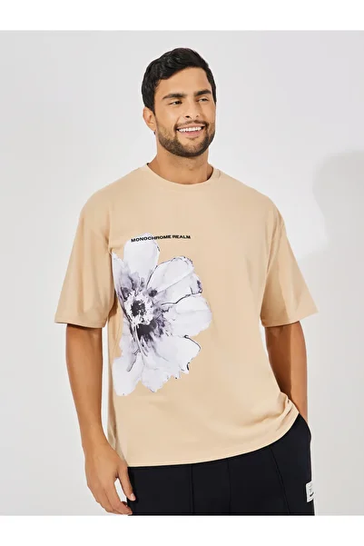 Styli Flower Print Oversized Cotton Rich T-Shirt