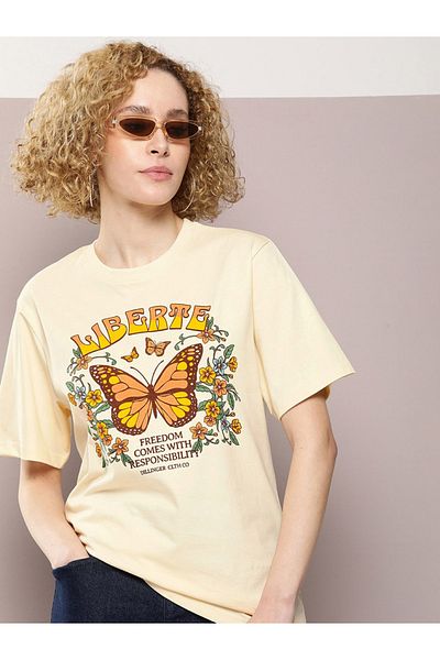 Dillinger By Styli Oversized Butterfly Graphic Print T-Shirt