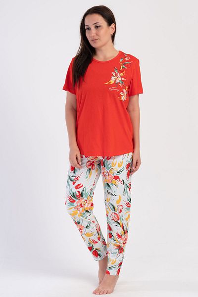 VİENETTA Women's Cotton Plus Size Short Sleeve Pajamas Set 
 , 401014