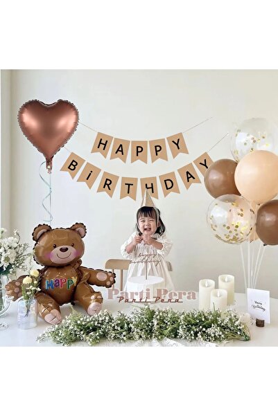 parti pera Retro Kalp Folyo Balon Ayı Folyo Balon Seti