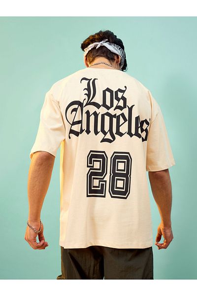 Mascln Sassafras By Styli Los Angeles Print Dropped Shoulder Oversized T-Shirt