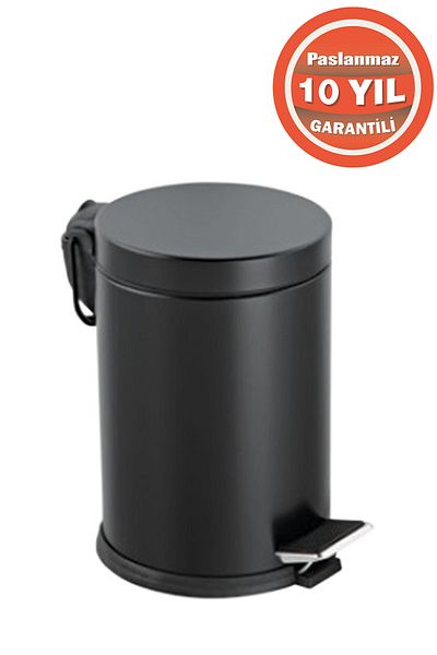ÇELİK BANYO Stainless Steel 3 Liter Pedal Bathroom Trash Can Black