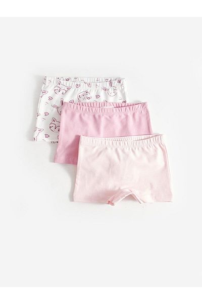 LC Waikiki 3-Piece Printed and Elastic Waist Boxer Set for Baby Girl