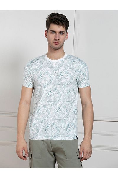 Dennis Lingo By Styli Regular Fit All Over Leaf Print T-Shirt