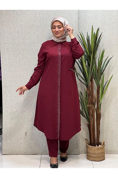 Butik büyük beden Sprinkled Stone Detailed Tunic