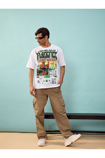 Mascln Sassafras By Styli Target Locked Graphic Print Oversized T-Shirt