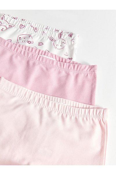 LC Waikiki 3-Piece Printed and Elastic Waist Boxer Set for Baby Girl