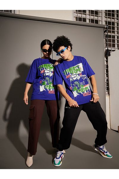 Mascln Sassafras By Styli Dust Graphic Print Oversized T-Shirt
