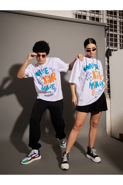Mascln Sassafras By Styli Make Your Move Graphic Oversized T-Shirt