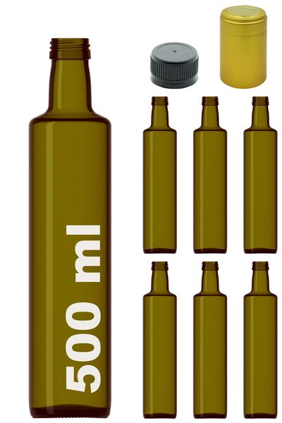 Afracam Green Dorica - 500ml Round Glass Bottle with Hood and Lock, 6 Pieces