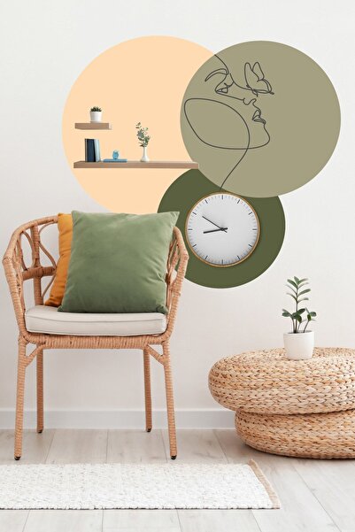 Beyaz Grafik أنثى البوهيمي متعدد الألوان دائرة الجدار ملصق