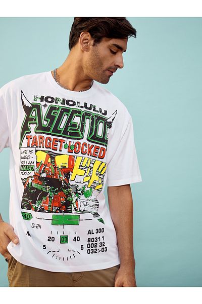 Mascln Sassafras By Styli Target Locked Graphic Print Oversized T-Shirt