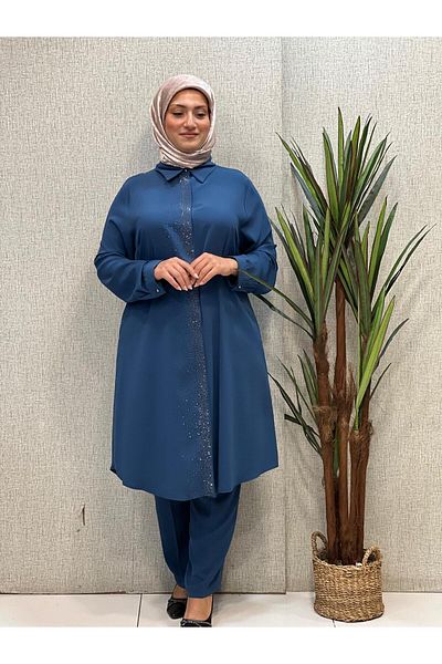 Butik büyük beden Sprinkled Stone Detailed Tunic