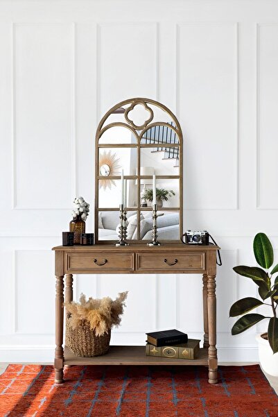 Woodenbend Finley Masif Ahşap Eskitme Dresuar Ayna Takım