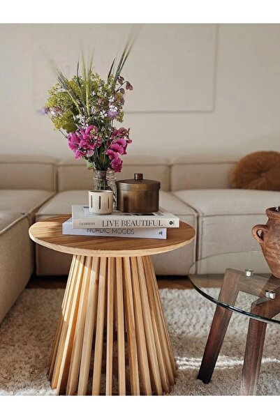 Simillo Home&Living Wood Wooden Mantar Yan Sehpa Mushroom Side Table