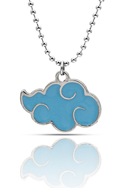 kolbi Naruto Anime Akatsuki Cloud Necklace - Blue Enamel Silver Color with Ba...