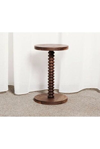 Simillo Home&Living Ahşap Yan Sehpa Tekli Modern 50cm Ceviz Renk