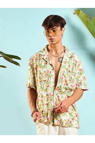 Mascln Sassafras By Styli Tropical Print Relaxed Fit Shirt