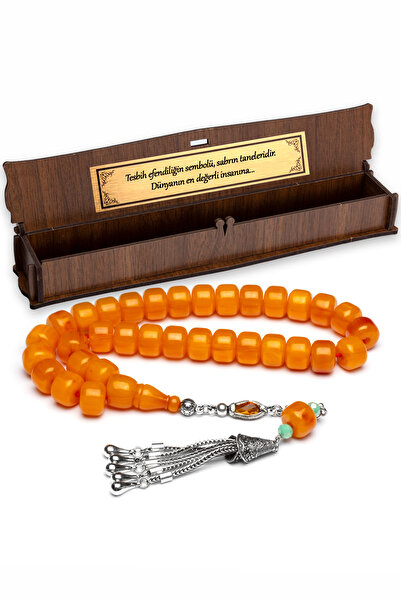 OTTOTESBİH Yellow Men'S RoSary - Moire, Wheel Cut, Clamping Amber