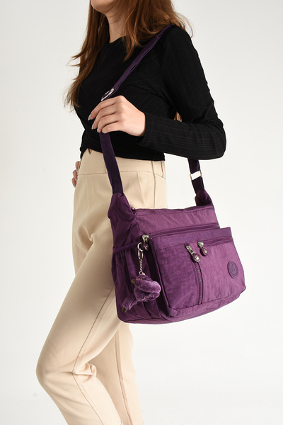 Çanta Trend 571 Collectisons - Geantă de umăr cu curea încrucișată, ultra ușoară și cu mai multe buzunare, cadou breloc maimuță