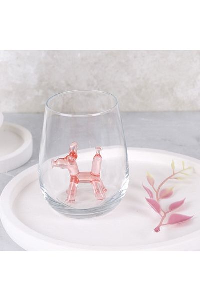 ADAMODART Single Water Cup with Pink Balloon Dog Figure