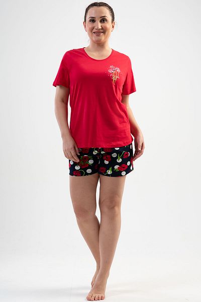 VİENETTA Set de pijamale pentru damă de mărime mare cu pantaloni scurți - mânecă scurtă