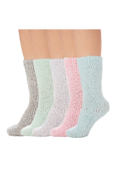 Beril Kışlık Kadın Peluş Çorap 5 Çift Yumuşak Uyku Çorabı