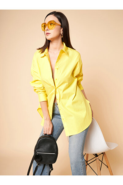 High Star By Styli قميص كبير الحجم بحاشية منحنية