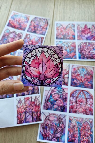 Mona Craftist 20 Adet Vitray Pembe Sticker Seti Bullet Journal Laptop Termos ...