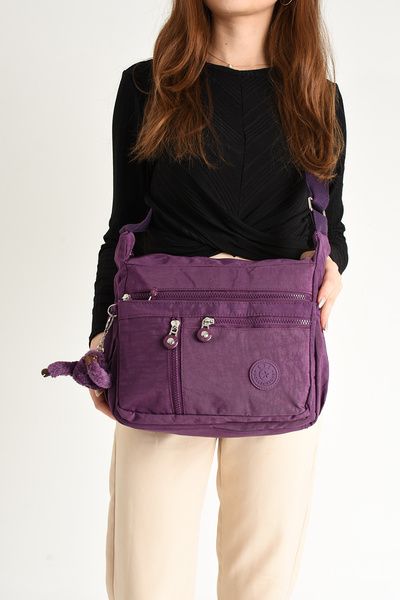 Çanta Trend 571 Collectisons - Geantă de umăr cu curea încrucișată, ultra ușoară și cu mai multe buzunare, cadou breloc maimuță