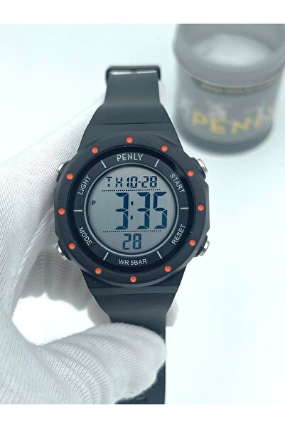Penly Dijital Kol Saati Siyah Etrafı Turuncu 356G-15 Serisi + Kronometre Işık...