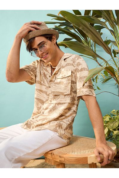 Mascln Sassafras By Styli Tropical Print Relaxed Fit Shirt