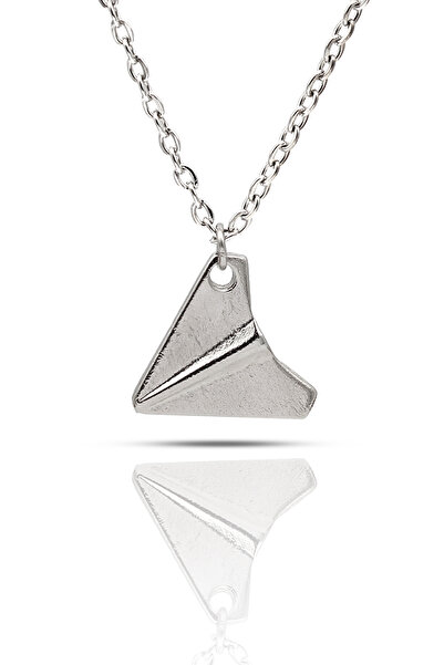 kolbi Paper Airplane Model Necklace - Silver Color Classic with Chain