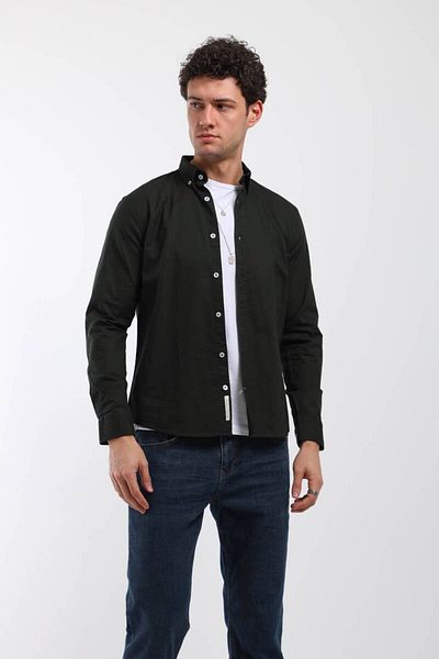 Keep Out Men's Long Sleeve Plain Shirt Green