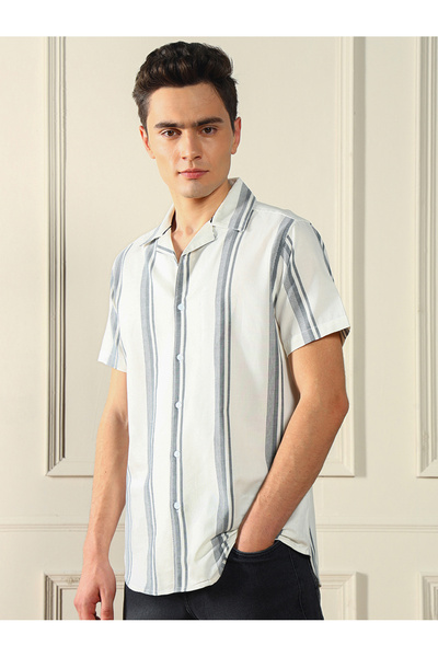 Dennis Lingo By Styli Striped Casual Shirt with Button Placket
