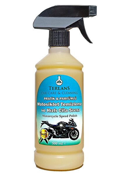 Terlans Motosiklet Temizleyici Hızlı Cila Sprey 500 ml Mikrofiber Bez Motorcy...