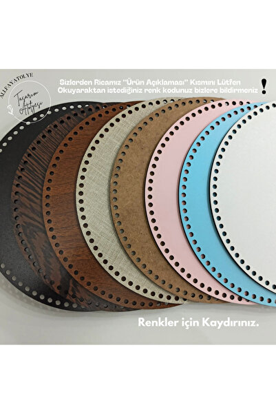 AllFayLazer 20 cm 6 Adet Renk Ahşap Yuvarlak Örgü Tepsi Tabanı, Supla, Sepet ...