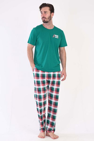 VİENETTA Men's Short Sleeve Cotton Pajama Set - 305041